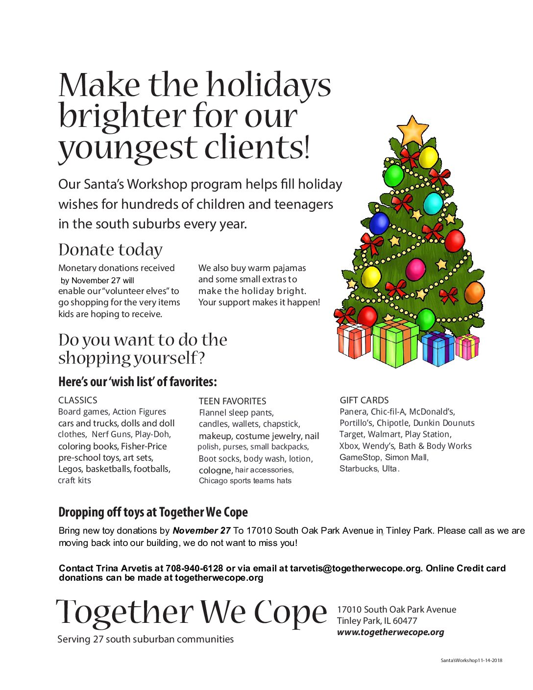 Make the holidays brighter for our youngest clients!